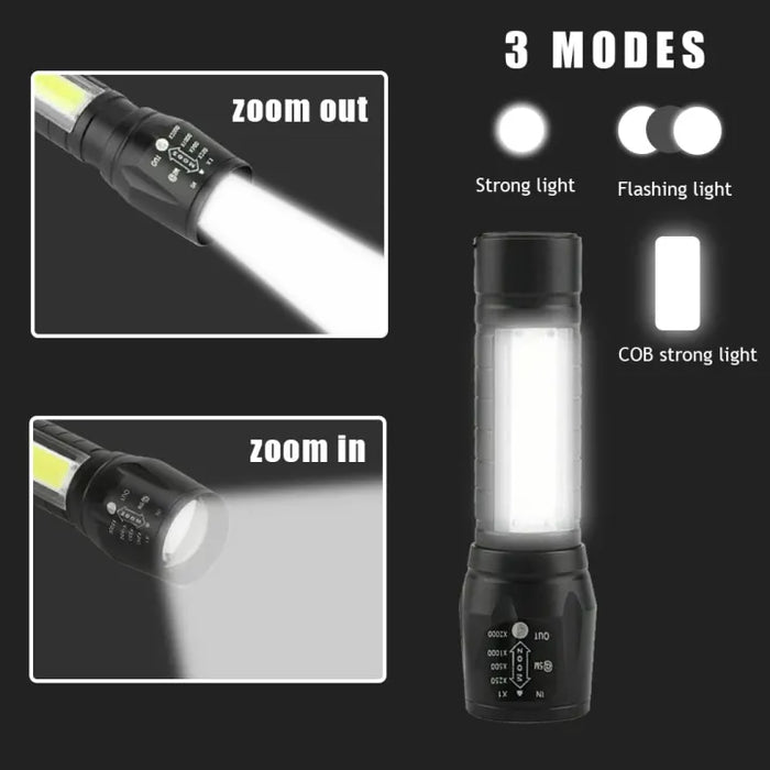 High Quality LED Aluminum Mini Small Torch USB Rechargeable Cob Led Flashlight, Zoomable Torch Light,